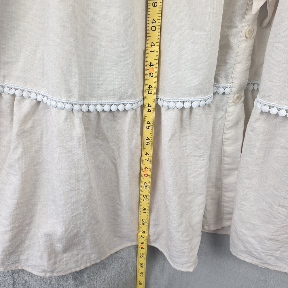 Womens Shirt Dress XL Boho Cottagecore Prairie Tiered Maxi Pockets Embroidered - Picture 5 of 10